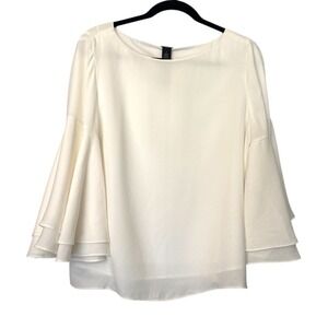 Chico's Black Label White Bell Sleeve Layered Blouse